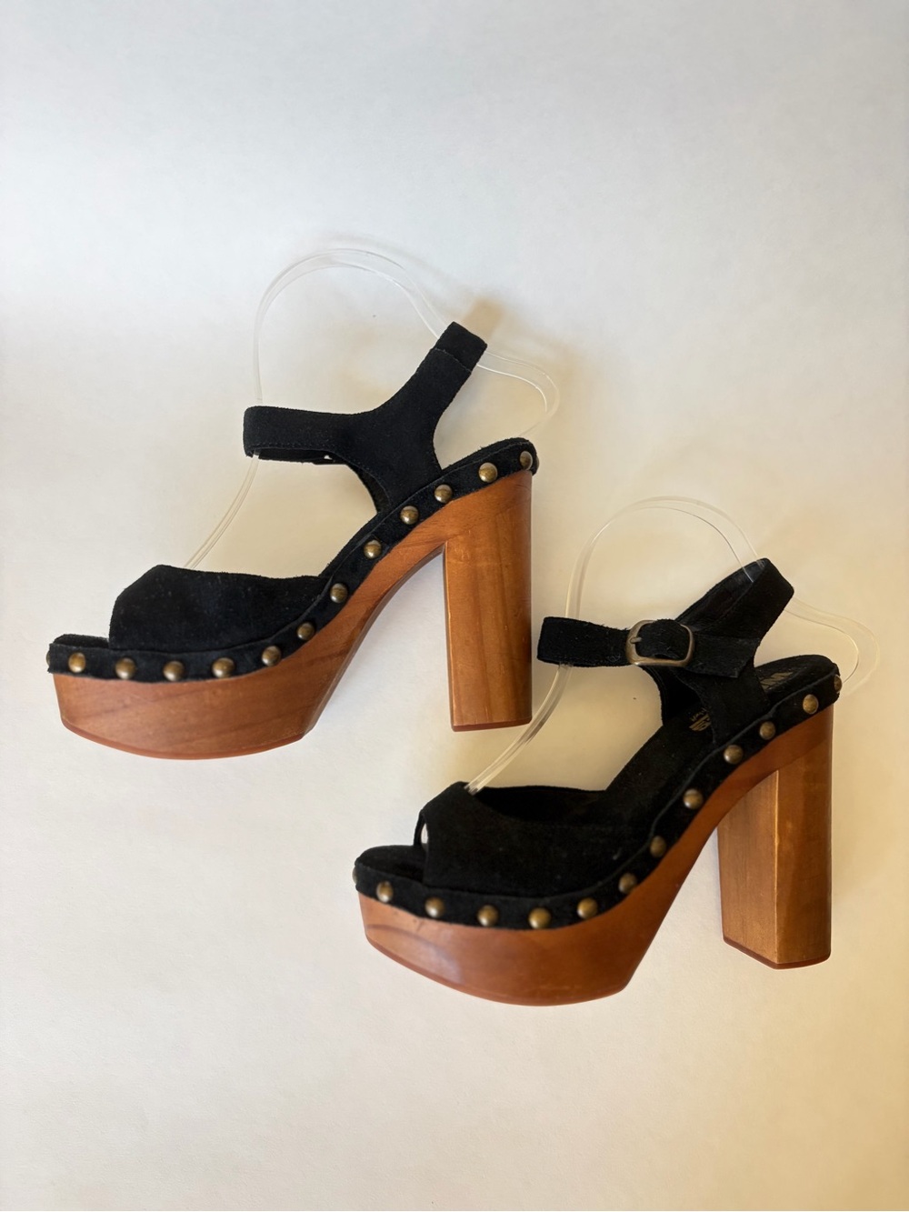 Vintage Y2K Jeffrey Campbell Woodies Splendid suede leather 70s platform heels 7 - Picture 4 of 10